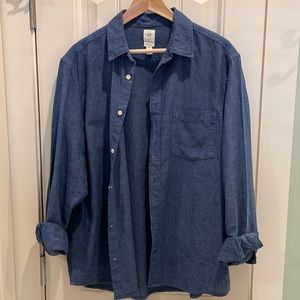 H&M blue linen button down casual shirt